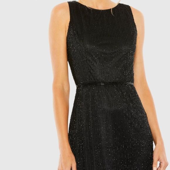 Mac Duggal 5796 Womens Black High Neck Embellished Column Dress Runs Small - Picture 3 of 15